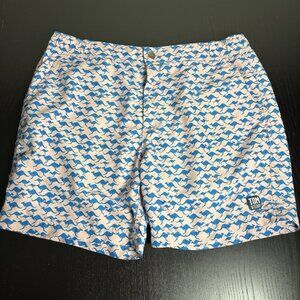 TOM & TEDDY Mens L Swim Trunks Pink Blue Kangaroo Print Lined